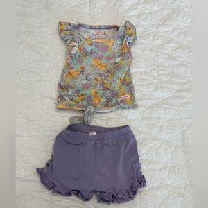 Rufflebutts Floral Top and Ruffled Shorts Set